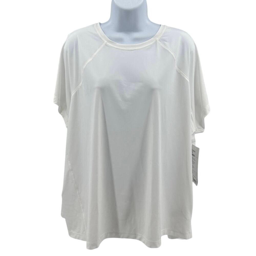 Athleta Ultimate Tee Womens 2X White Pullover Round Neck Short Sleeve Activewear